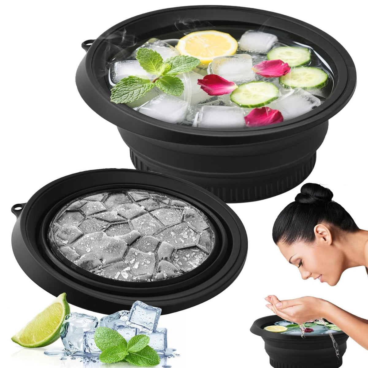 PANCA Ice Face Bowl with Built-in Ice Tray | Silicone Facial Ice Bath Bowl for Face Ice Plunge &amp; Cold Water Therapy | Reusable Face Ice Mold for Skin Tightening, Puffy Eyes &amp; Daily Skincare