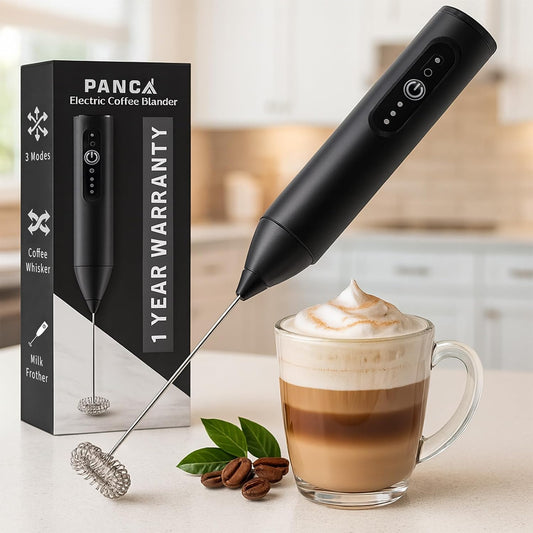 PANCA Electric Coffee Frother Rechargeable | Dual Spring Milk Whisker &amp; Coffee Beater | Portable Coffee Maker Machine for Home | Instant Coffee Mixer, Blender &amp; Frother for Cappuccino, Latte