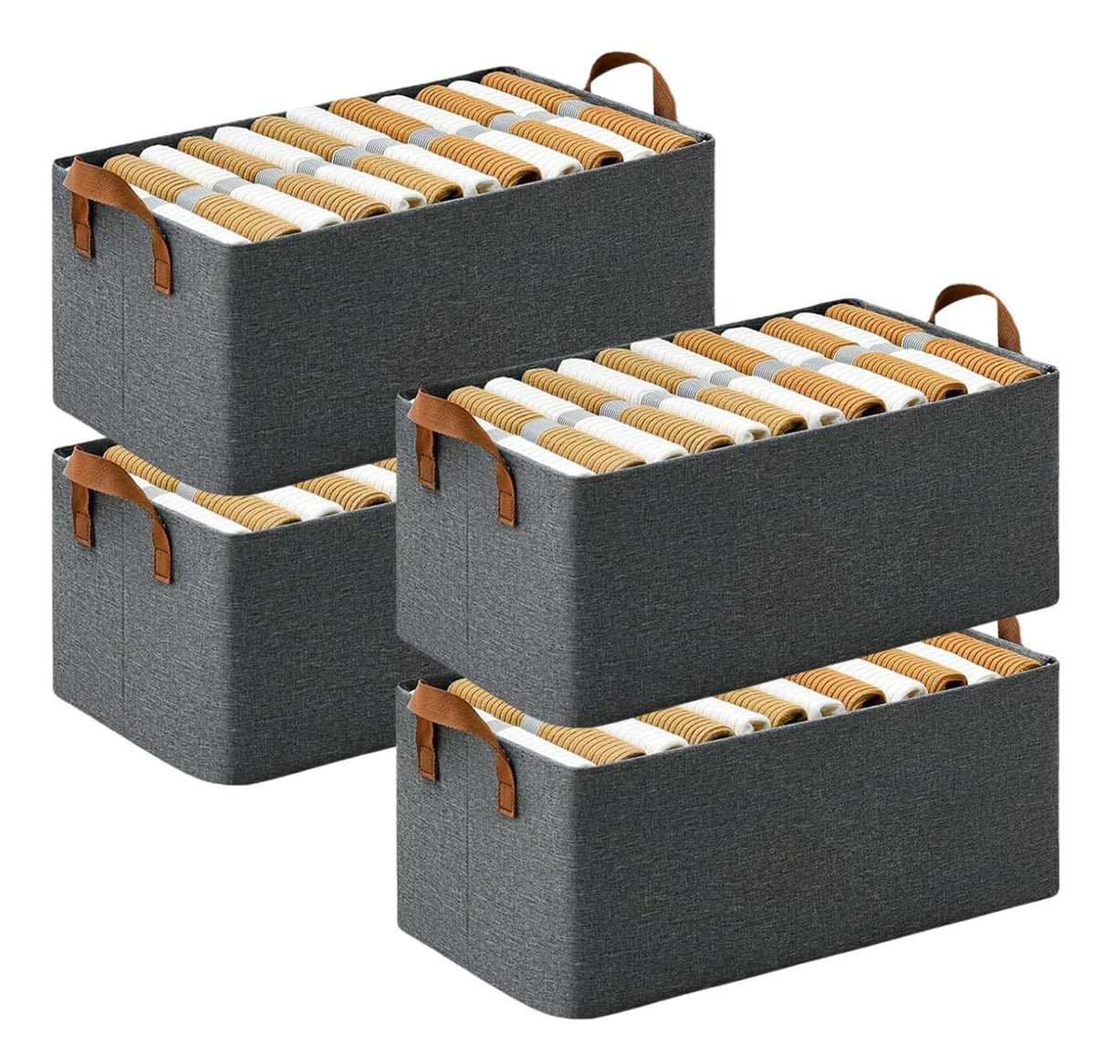 PANCA Cloth Organizer For Storage Set of 4 Wardrobe Organiser Box With Handle For Clothes Large Bag Saree Covers Basket Multipurpose Drawer Rack Accessories Items For Home(4 Piece)