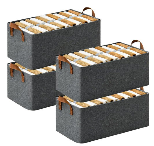 PANCA Cloth Organizer For Storage Set of 4 Wardrobe Organiser Box With Handle For Clothes Large Bag Saree Covers Basket Multipurpose Drawer Rack Accessories Items For Home(4 Piece)