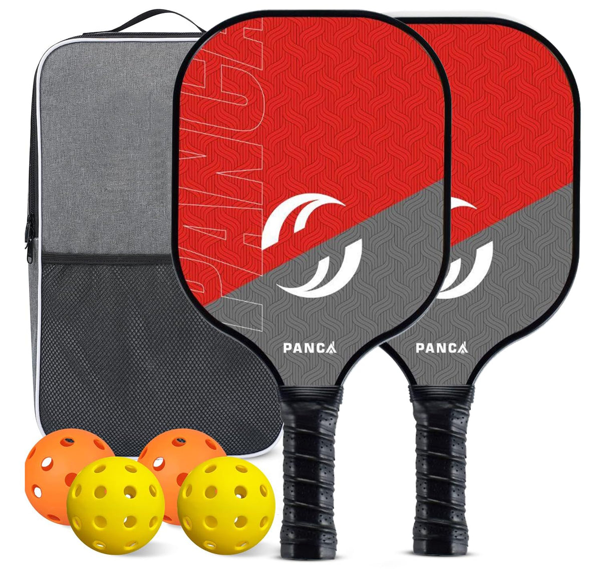 PANCA Pickleball Paddle Set – Fiberglass Surface with Cushion Comfort Grip | Includes 4 Pickleball Balls &amp; Paddle Cover Bag | Lightweight &amp; Durable Outdoor Game Kit for Kids &amp; Adults