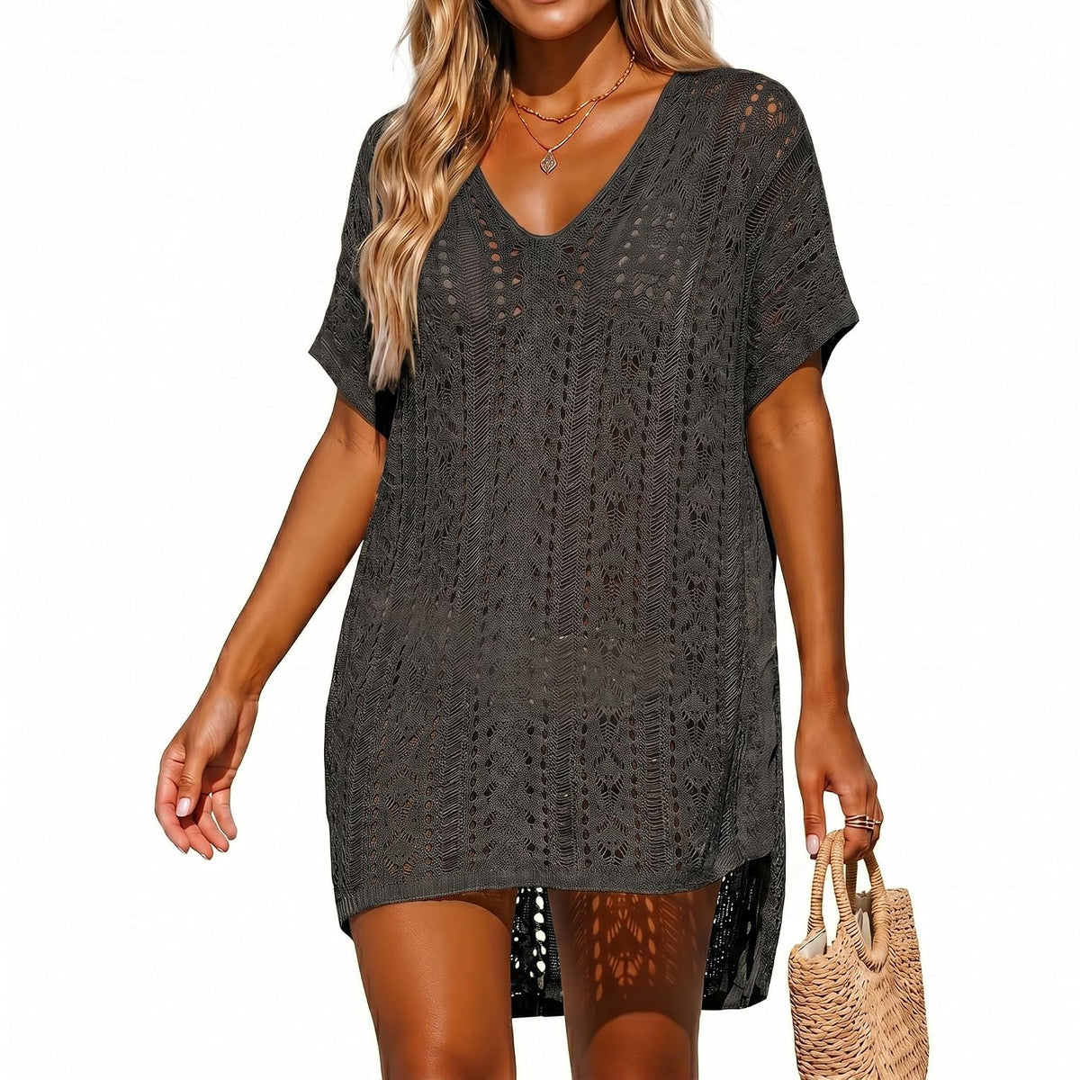 PANCA Crochet Cover Up for Women Loose Fit Beach Wear | Boho V Neck Hollow Summer Top Coverup | Stylish Bikini Swimwear Overlay for Resort, Goa, Holiday Wear