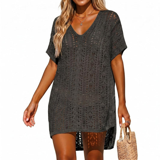 PANCA Crochet Cover Up for Women Loose Fit Beach Wear | Boho V Neck Hollow Summer Top Coverup | Stylish Bikini Swimwear Overlay for Resort, Goa, Holiday Wear